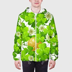 Куртка с капюшоном мужская Ирландский Клевер и Монетка, цвет: 3D-белый — фото 2