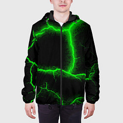 Куртка с капюшоном мужская К - 13 зелёная трещина 3D, цвет: 3D-черный — фото 2
