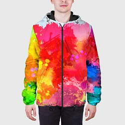 Куртка с капюшоном мужская Брызги краски, цвет: 3D-черный — фото 2