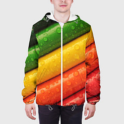 Куртка с капюшоном мужская Цветные линии, цвет: 3D-белый — фото 2
