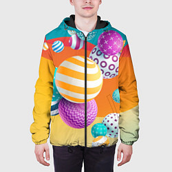 Куртка с капюшоном мужская Мячики, цвет: 3D-черный — фото 2