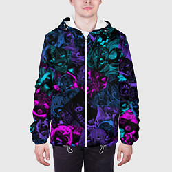 Куртка с капюшоном мужская Neon Ahegao, цвет: 3D-белый — фото 2