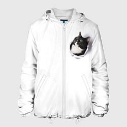Куртка с капюшоном мужская КОТ В СЕРДЦЕ, цвет: 3D-белый