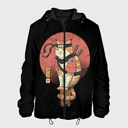 Куртка с капюшоном мужская Кот Ниндзя, цвет: 3D-черный