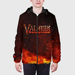 Куртка с капюшоном мужская Valheim огненный лого, цвет: 3D-черный — фото 2