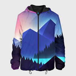 Куртка с капюшоном мужская Неоновые горы, цвет: 3D-черный