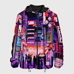 Куртка с капюшоном мужская Переулок Токио, цвет: 3D-черный
