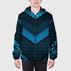 Куртка с капюшоном мужская 3D luxury blue abstract, цвет: 3D-черный — фото 2