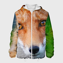 Куртка с капюшоном мужская Крупно мордочка лисы, цвет: 3D-белый