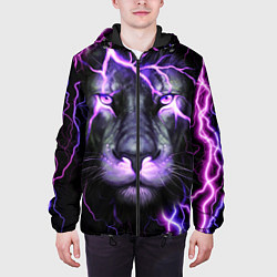 Куртка с капюшоном мужская НЕОНОВЫЙ ЛЕВ NEON LION, цвет: 3D-черный — фото 2
