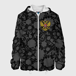 Куртка с капюшоном мужская Герб России Хохлома, цвет: 3D-белый