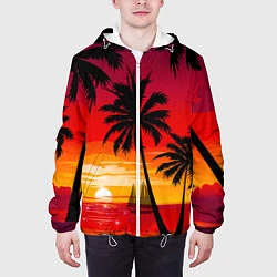 Куртка с капюшоном мужская Гавайский закат, цвет: 3D-белый — фото 2