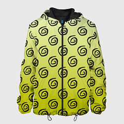 Куртка с капюшоном мужская Узор спиральки на желтом фоне, цвет: 3D-черный