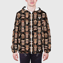 Куртка с капюшоном мужская МАСКИ ТИКИ ГАВАЙИ ПАТТЕРН, цвет: 3D-белый — фото 2