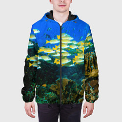 Куртка с капюшоном мужская Коралловые рыбки, цвет: 3D-черный — фото 2