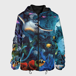 Куртка с капюшоном мужская Морская черепаха, цвет: 3D-черный