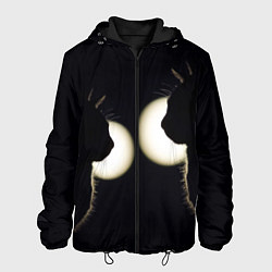 Куртка с капюшоном мужская Пара Силуэты черных кошек, цвет: 3D-черный
