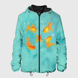 Куртка с капюшоном мужская Золотые рыбки, цвет: 3D-черный