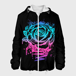 Куртка с капюшоном мужская Неоновая Роза Neon Rose, цвет: 3D-белый