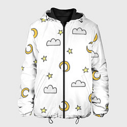 Куртка с капюшоном мужская Луна, звезды и облака, цвет: 3D-черный