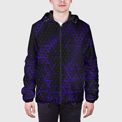Куртка с капюшоном мужская СТАЛЬНЫЕ СОТЫ - НЕОН ГЕОМЕТРИЯ, цвет: 3D-черный — фото 2