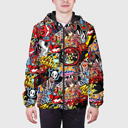 Куртка с капюшоном мужская Логотипы Аниме Мультиков, цвет: 3D-черный — фото 2