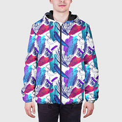 Куртка с капюшоном мужская Абстракция пятна краски, цвет: 3D-черный — фото 2