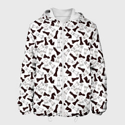 Куртка с капюшоном мужская Шахматные Фигуры, цвет: 3D-белый