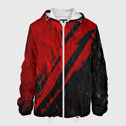 Куртка с капюшоном мужская Красное чёрное 3D, цвет: 3D-белый