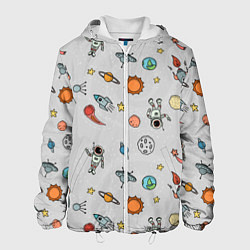 Куртка с капюшоном мужская Космический астронавт, цвет: 3D-белый