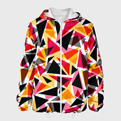 Куртка с капюшоном мужская Разноцветные треугольники, цвет: 3D-белый