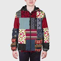 Куртка с капюшоном мужская Деревенский стиль Пэчворк, цвет: 3D-черный — фото 2