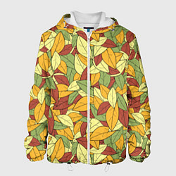 Куртка с капюшоном мужская Яркие осенние листья, цвет: 3D-белый