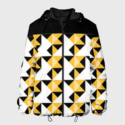 Куртка с капюшоном мужская Черно-желтый геометрический, цвет: 3D-черный