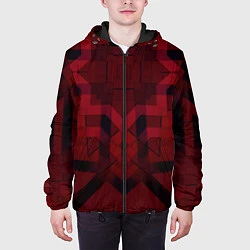 Куртка с капюшоном мужская Темно-красный геометрический, цвет: 3D-черный — фото 2