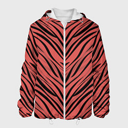 Куртка с капюшоном мужская Полосатый тигровый узор, цвет: 3D-белый