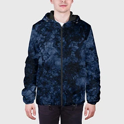 Куртка с капюшоном мужская Темно-синяя текстура камня, цвет: 3D-черный — фото 2