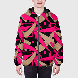 Куртка с капюшоном мужская Яркий абстрактный узор, цвет: 3D-черный — фото 2