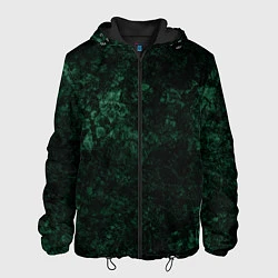 Куртка с капюшоном мужская Темно-зеленый мраморный узор, цвет: 3D-черный