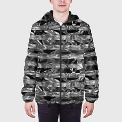 Куртка с капюшоном мужская Черно -белый полосатый узор, цвет: 3D-черный — фото 2