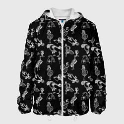Куртка с капюшоном мужская Экзотические птицы Скетч, цвет: 3D-белый