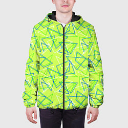 Куртка с капюшоном мужская Абстрактный неоновый зеленый, цвет: 3D-черный — фото 2