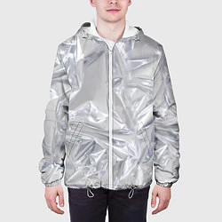 Куртка с капюшоном мужская Голографичная фольга, цвет: 3D-белый — фото 2