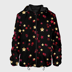 Куртка с капюшоном мужская Блестящие звезды на черном, цвет: 3D-черный