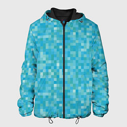 Куртка с капюшоном мужская Бирюзовая пиксель абстракция, цвет: 3D-черный