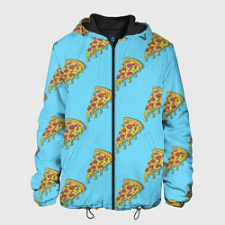 Мужская куртка Пицца паттерн на голубом