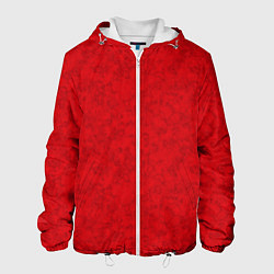 Куртка с капюшоном мужская Ярко-красный мраморный узор, цвет: 3D-белый
