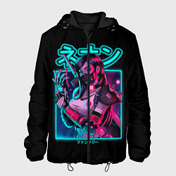 Куртка с капюшоном мужская Neon girl, цвет: 3D-черный