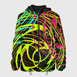 Куртка с капюшоном мужская Разноцветные спирали, цвет: 3D-черный