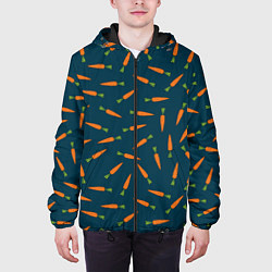 Куртка с капюшоном мужская Морковки паттерн, цвет: 3D-черный — фото 2